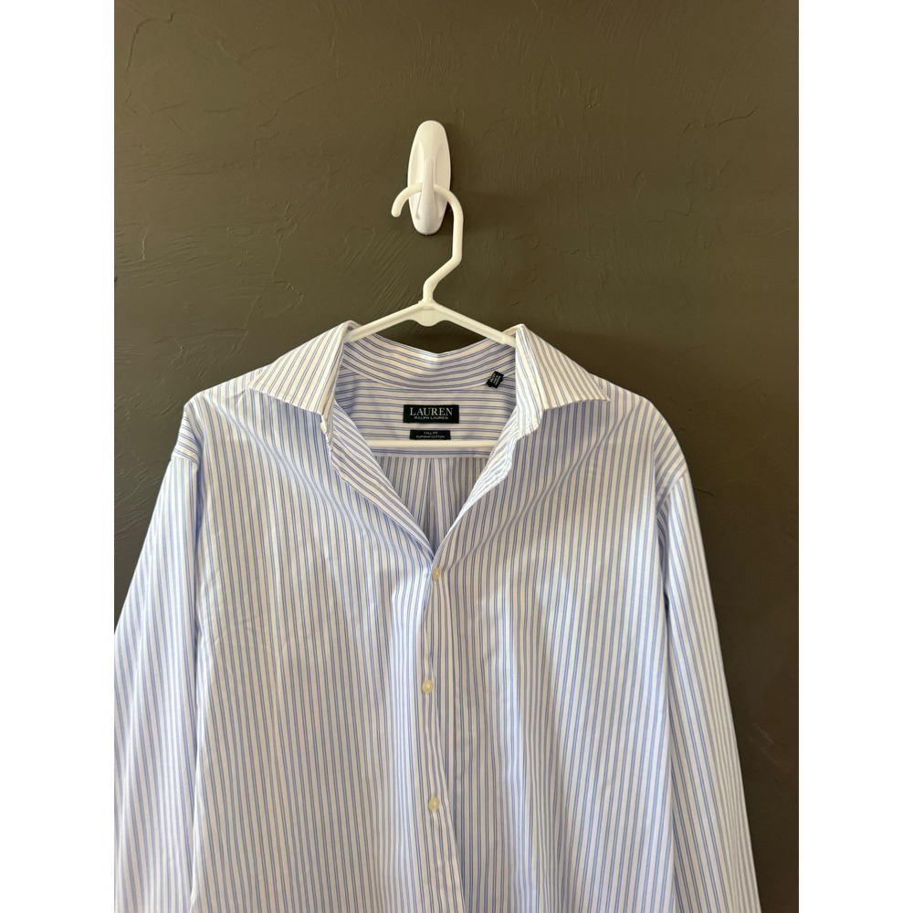 Lauren Ralph Lauren Mens Tall‎ Supima Cotton Striped Dress Shirt Blue 16.5 36/37 - Picture 3 of 7